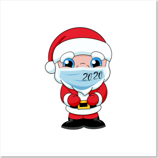 Quarantined Santa Claus 2020, quarantine 2020 face mask for kids, funny quarantined Christmas, new year face mask Posters and Art